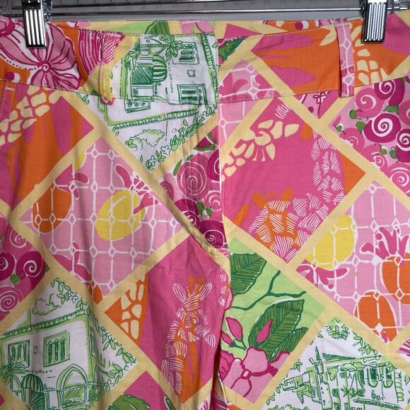 Lilly Pulitzer Pink Green Palm Beach Patchwork Cropped Pants‎ Size 4 Preppy - Picture 8 of 14